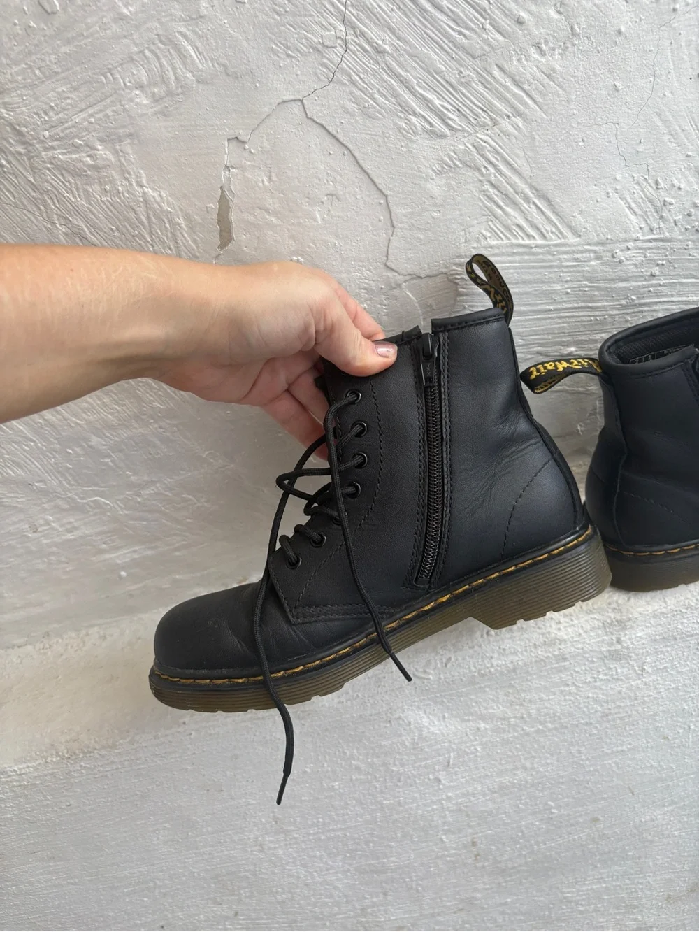Dr. Martens Junior 1460 Softy T Leather Lace Up Boots in a youth size 3